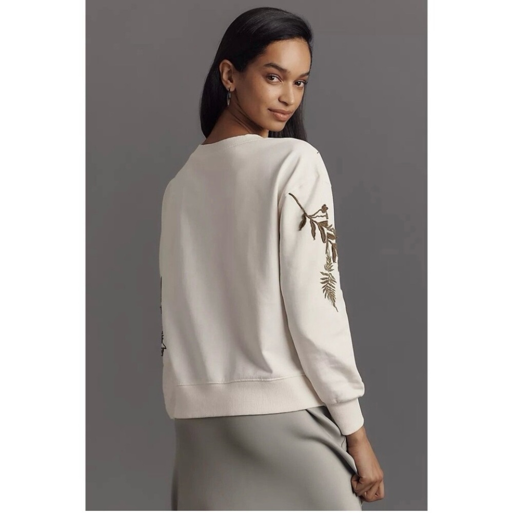 By Anthropologie Fern & Flower Crew-Neck Sweatshirt Embroidered Women’s Size S - Picture 14 of 14
